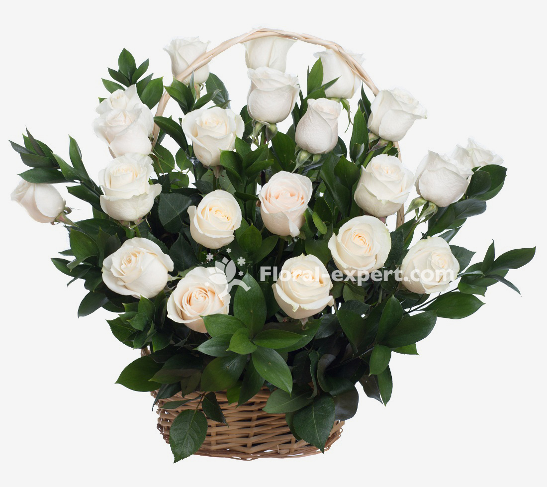 White roses basket