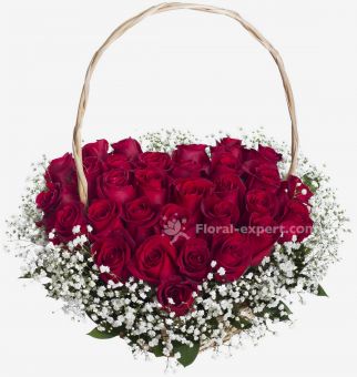 Heart of roses basket